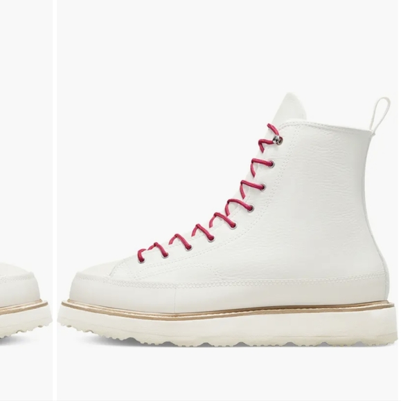 Chuck Taylor All Star leather cream colored ankle high shoe/boot. Unisex. NWOT - Picture 10 of 11